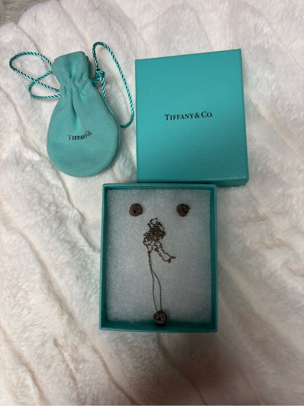 💎 Vintage Tiffany & Co. Sterling Silver Knot Necklace & Earrings Set